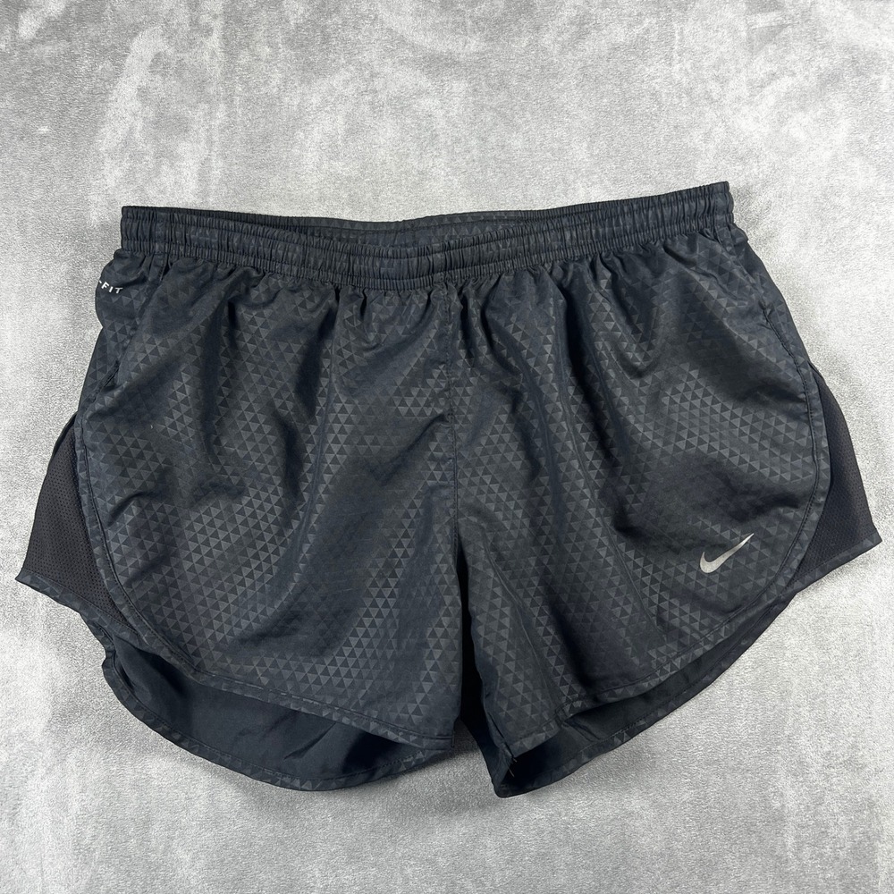 Nike Dri-FIT‎ Running Shorts Womens Medium Black Geometric Pattern 3 Inch Inseam